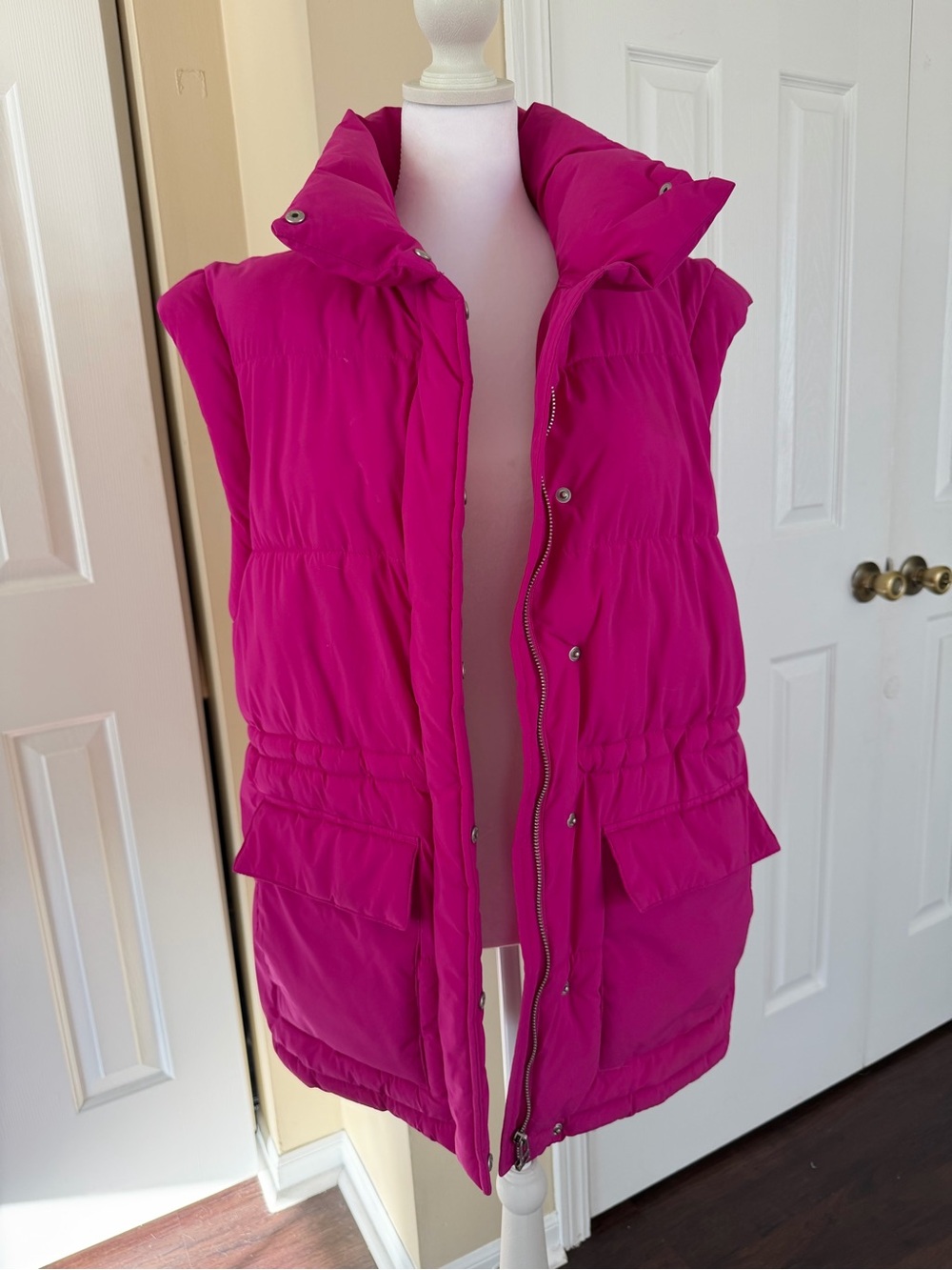 Universal Thread Hot Pink Puffer Vest with High Collar